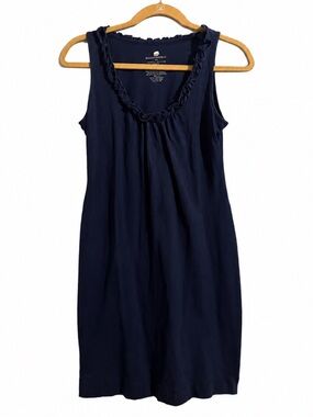 Banana Republic Dress Womens Navy Blue Sleeveless Pullover Knit Ruffle Collar.